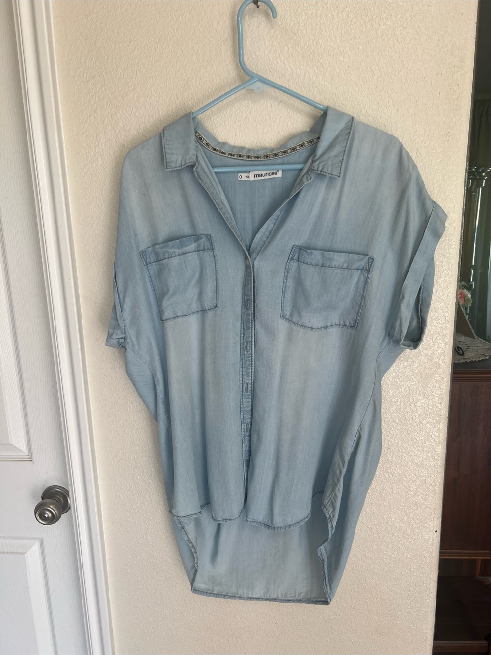 Maurices Light Blue Denim Button-Up Tunic
